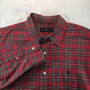 Ralph Lauren Men's Plaid‎ Shirt Long Sleeve Button Down Red XL